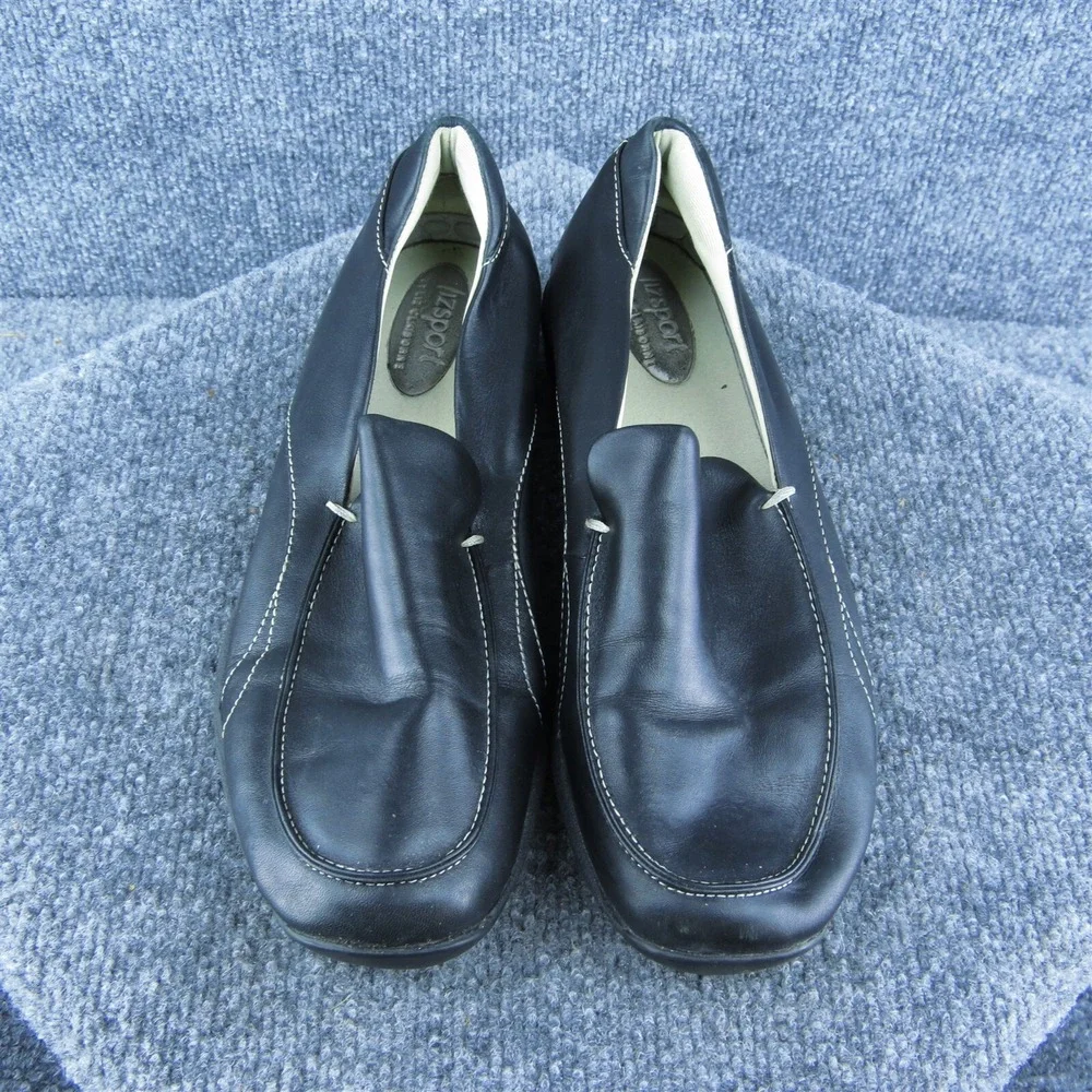 Liz Sport Remix‎ Women Loafer Shoes Black Leather Slip On Size 9.5 Medium